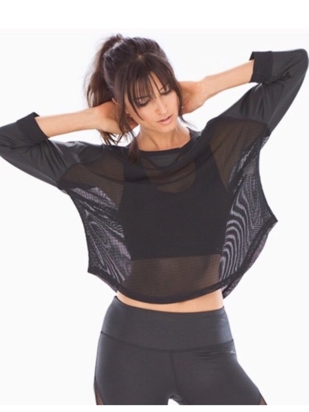 X by Gottex womens mesh top size Medium 3/4 length sleeves athletic workout